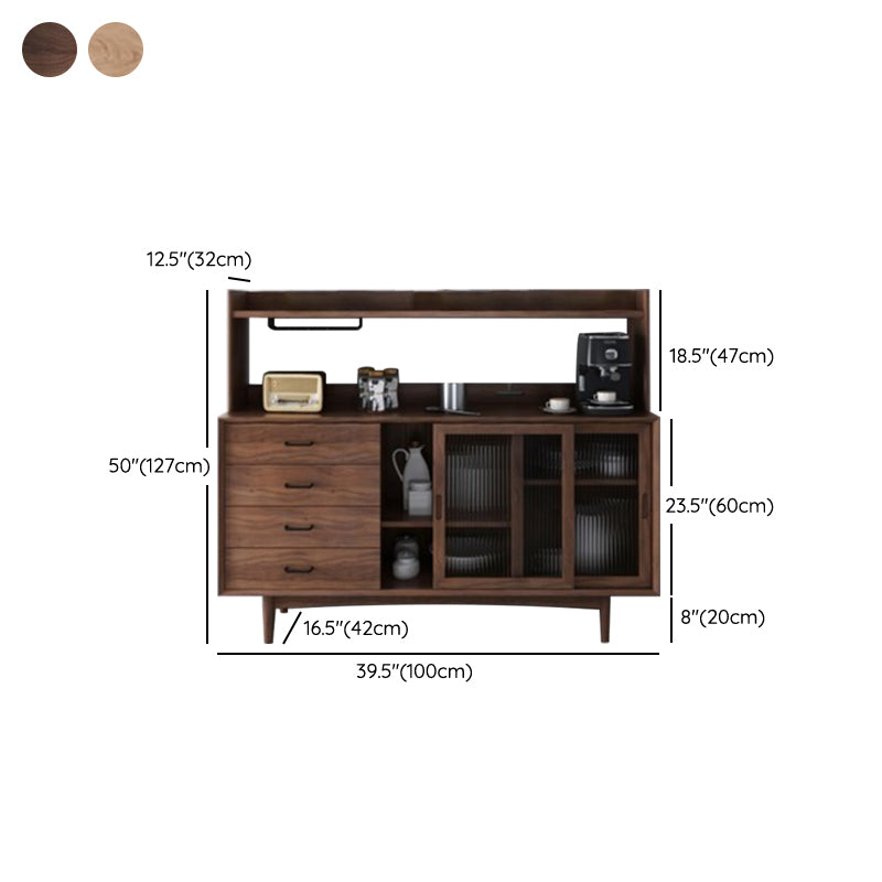 Modern Dining Server Pine Buffet Server with Drawers for Kitchen