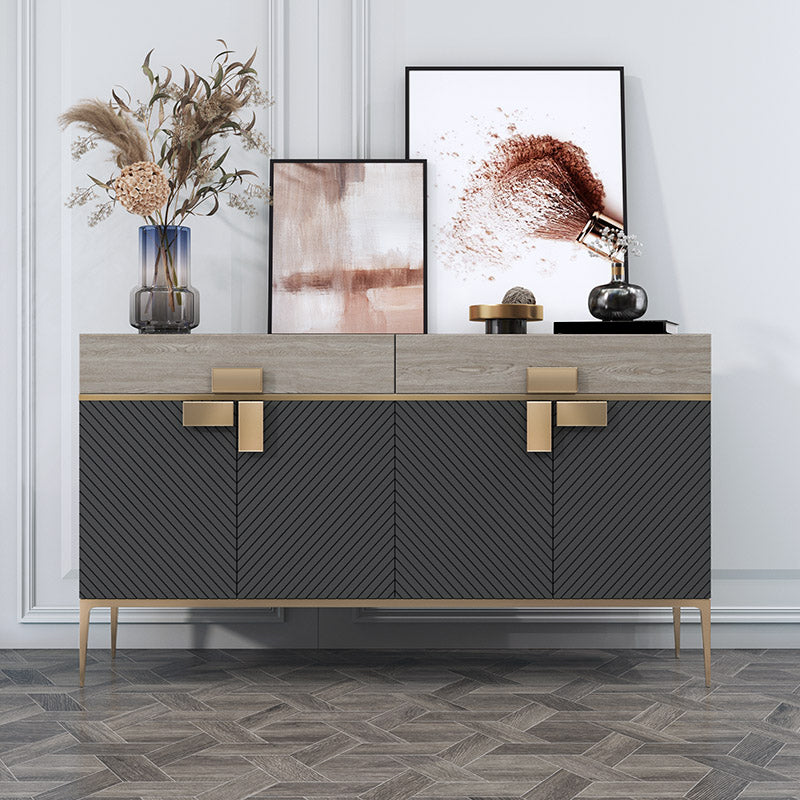Glam Buffet Table Marble Sideboard Table with Doors for Kitchen