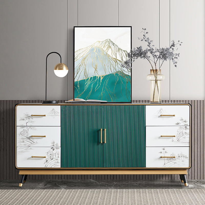 Glam Sideboard Cabinet Stone Sideboard Table with Doors for Kitchen