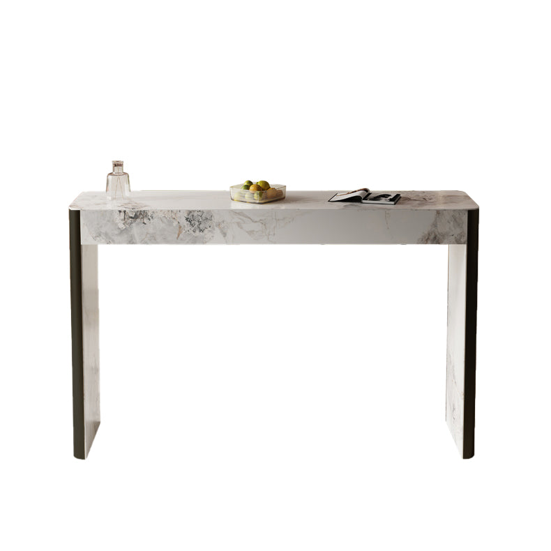 Glam Style Stone Bar Dining Table Rectangle Bar Table for Living Room