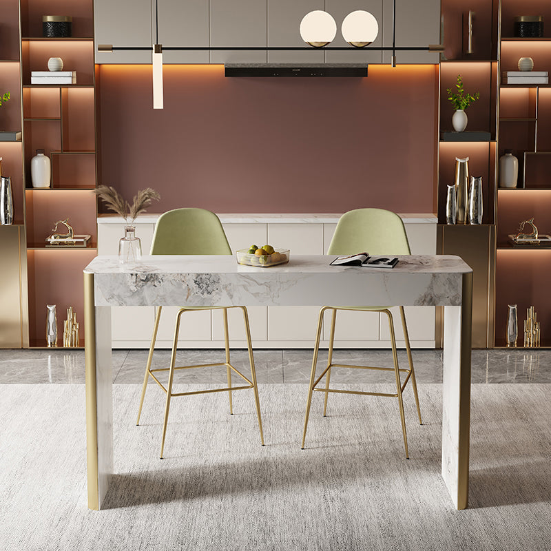 Glam Style Stone Bar Dining Table Rectangle Bar Table for Living Room