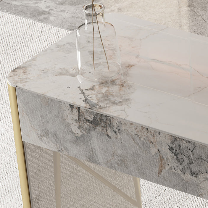 Glam Style Stone Bar Dining Table Rectangle Bar Table for Living Room