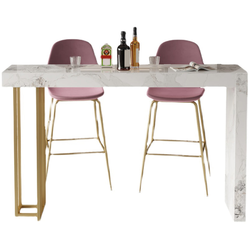 Glam Style Stone Bar Dining Table Rectangle Bar Table for Indoor