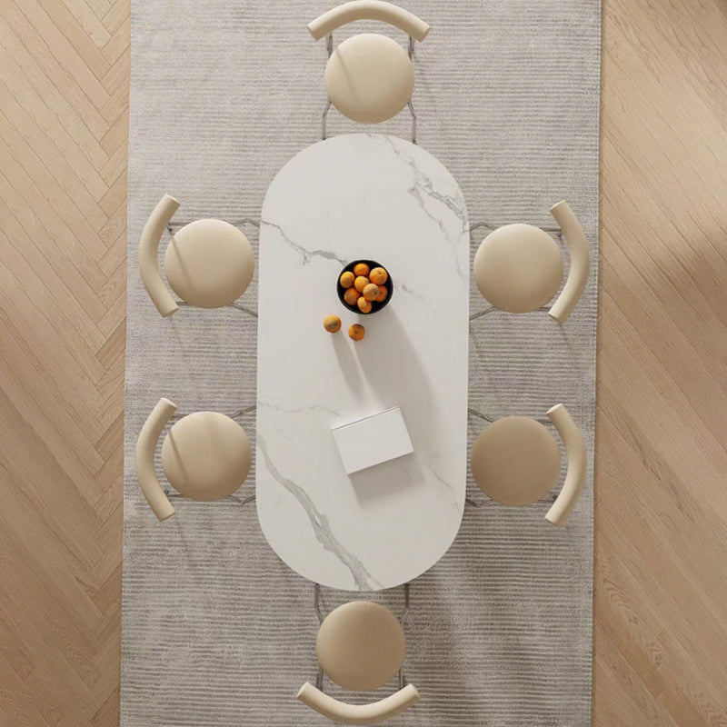 Oval 1/2/4/5/6/7 Piece Table and Chair Set White Dining Table Sets