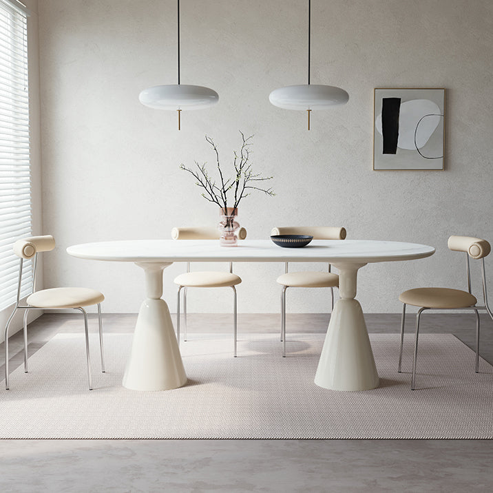 Oval 1/2/4/5/6/7 Piece Table and Chair Set White Dining Table Sets