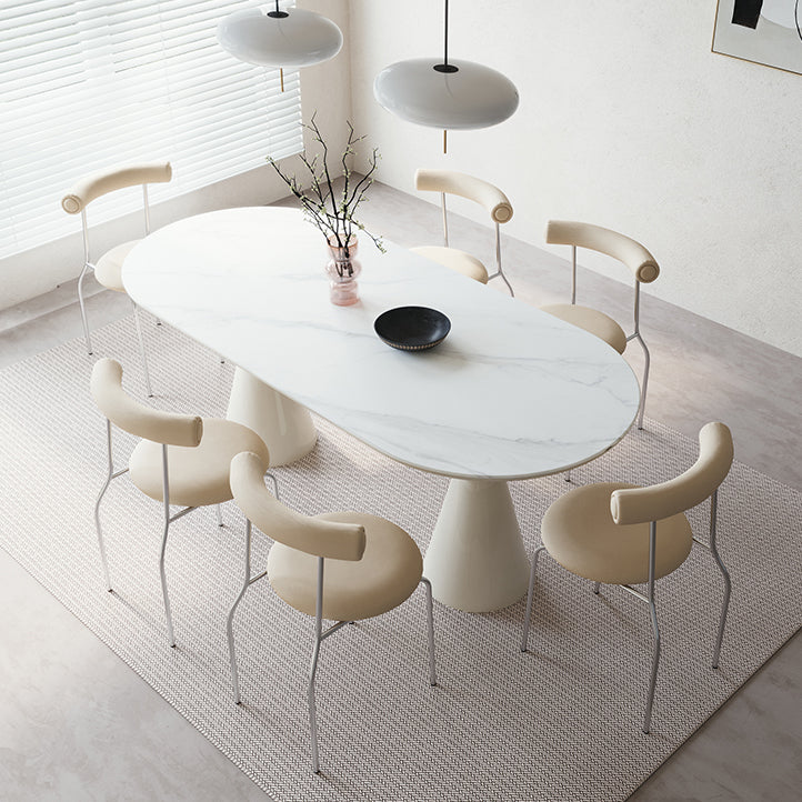 Oval 1/2/4/5/6/7 Piece Table and Chair Set White Dining Table Sets