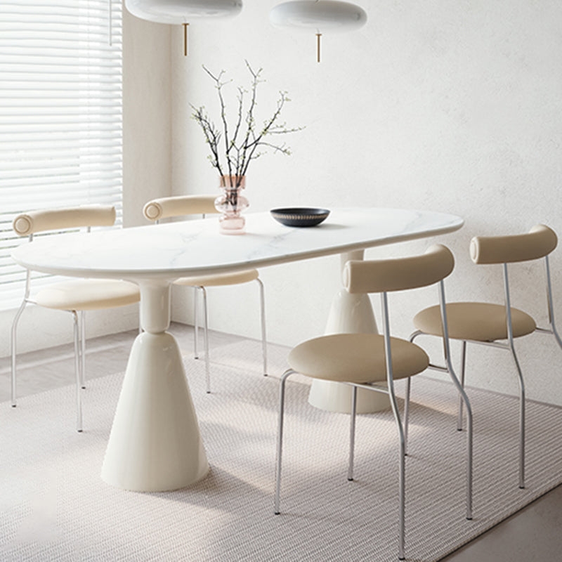 Oval 1/2/4/5/6/7 Piece Table and Chair Set White Dining Table Sets