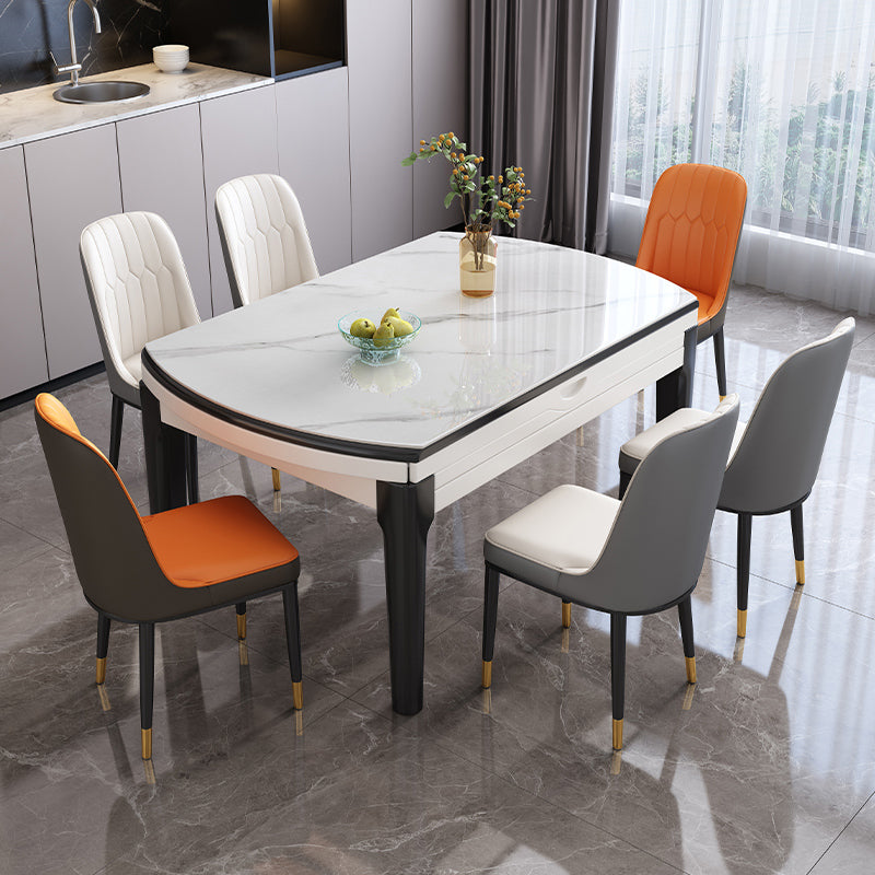 Modern Style Furniture 1/7/ Pcs Round Stone Dinette Table with Armless Chair