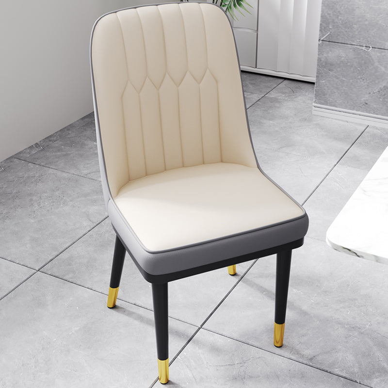 Modern Armless Backrest Cushion Chair with Metal Legs for Living Room