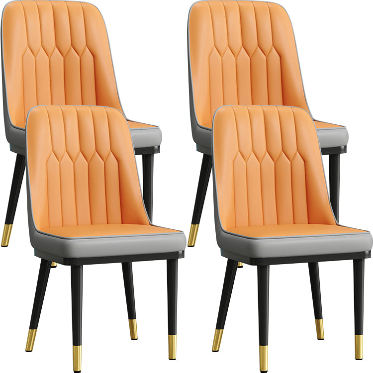 Modern Armless Backrest Cushion Chair with Metal Legs for Living Room