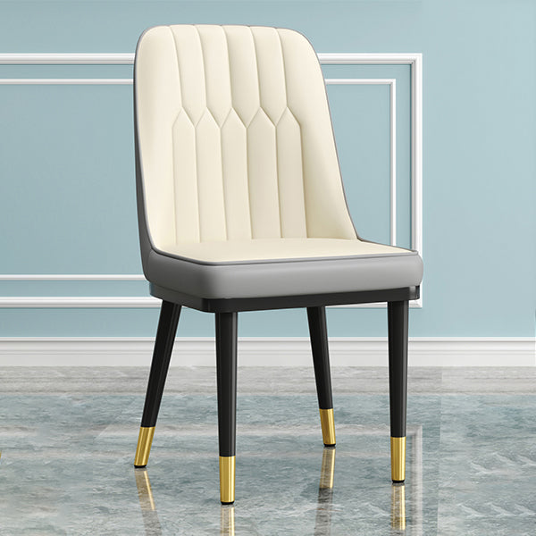 Modern Armless Backrest Cushion Chair with Metal Legs for Living Room