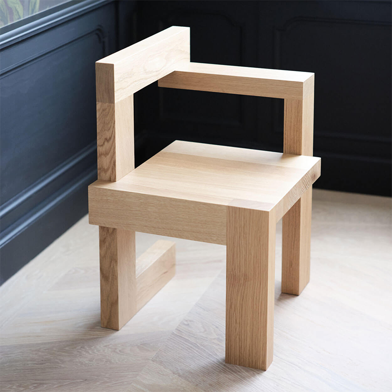 Modern Arm Chair Wood Open Back Dining Accent Chair for Home
