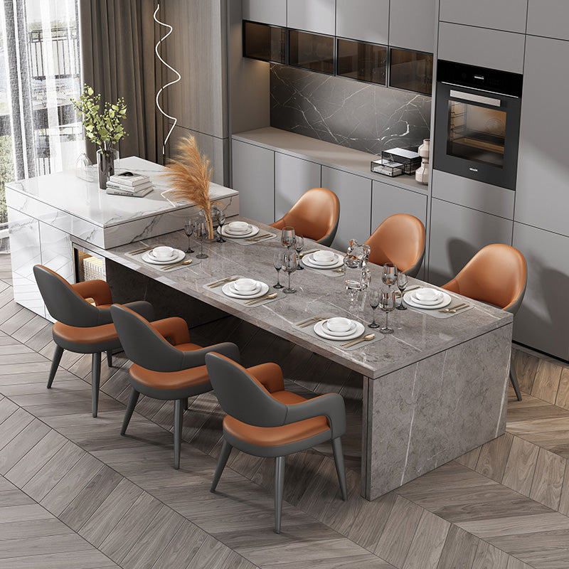 Nordic Style Metal Chair Open Back Kitchen Dining Arm Chair for Dinning Room