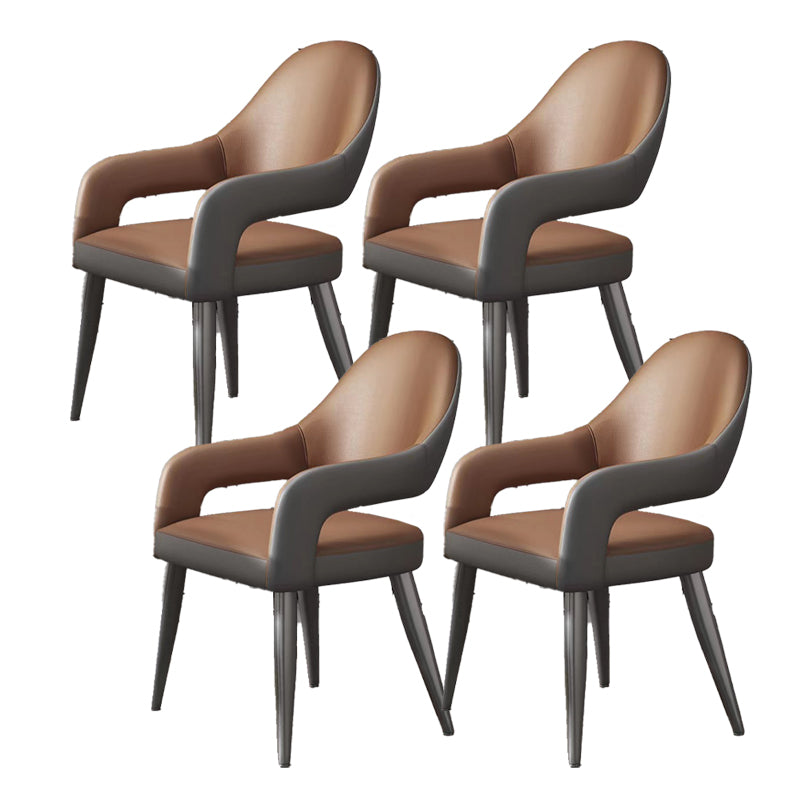 Nordic Style Metal Chair Open Back Dining Arm Chair for Dinning Room