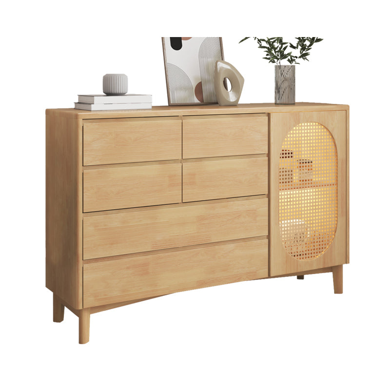 Contemporary Sideboard Cabinet Rubberwood Sideboard Table with Drawers for Living Room
