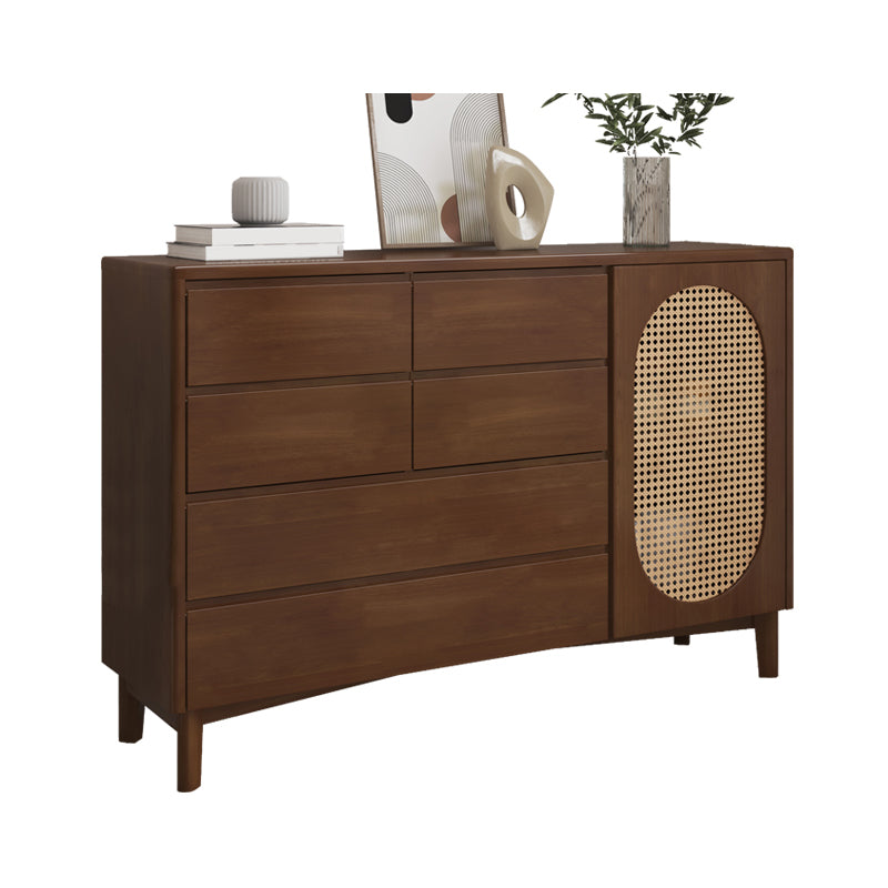 Contemporary Sideboard Cabinet Rubberwood Sideboard Table with Drawers for Living Room