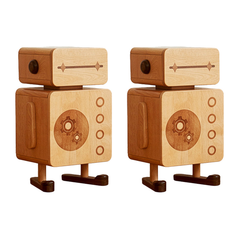 Modern No Theme Solid Wood Kids Bedside Table with Cabinet and Drawer