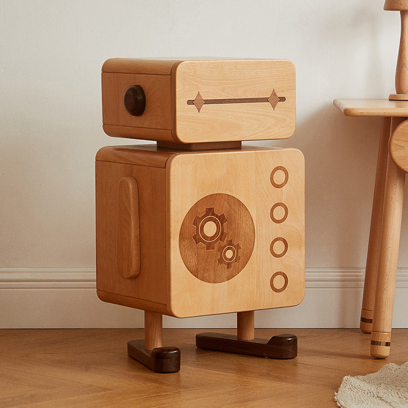 Modern No Theme Solid Wood Kids Bedside Table with Cabinet and Drawer