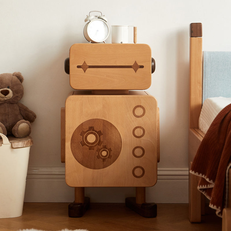 Modern No Theme Solid Wood Kids Bedside Table with Cabinet and Drawer