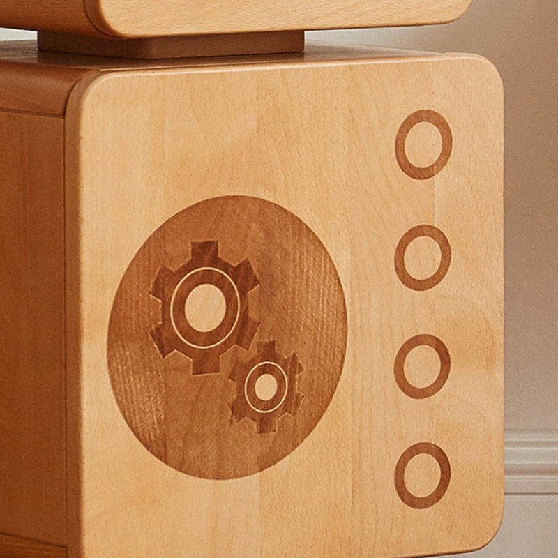 Modern No Theme Solid Wood Kids Bedside Table with Cabinet and Drawer