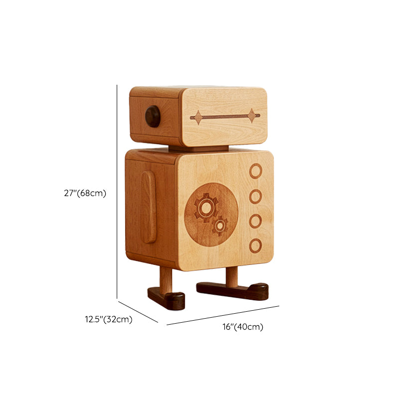 Modern No Theme Solid Wood Kids Bedside Table with Cabinet and Drawer