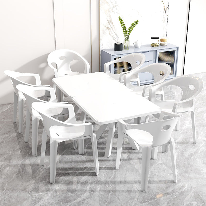 Contemporary Style Dining Set Plastic Square 1/5/10 Pcs Dining Table Set