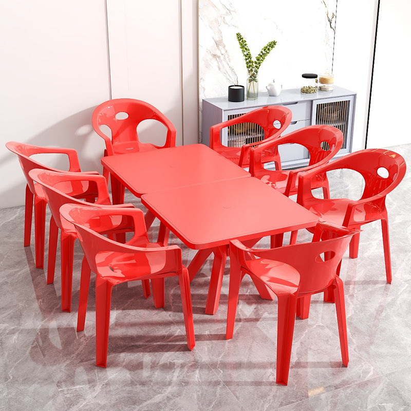 Contemporary Style Dining Set Plastic Square 1/5/10 Pcs Dining Table Set