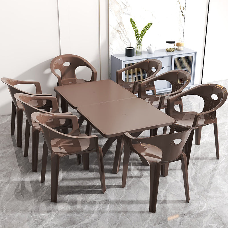 Contemporary Style Dining Set Plastic Square 1/5/10 Pcs Dining Table Set