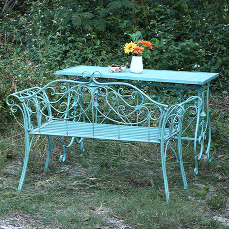 Modern Green Waterproof Courtyard Table Iron Rectangle Outdoor Table