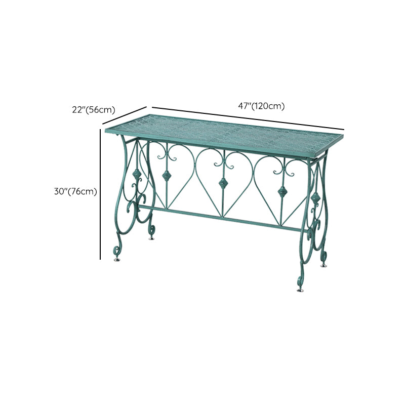 Modern Green Waterproof Courtyard Table Iron Rectangle Outdoor Table