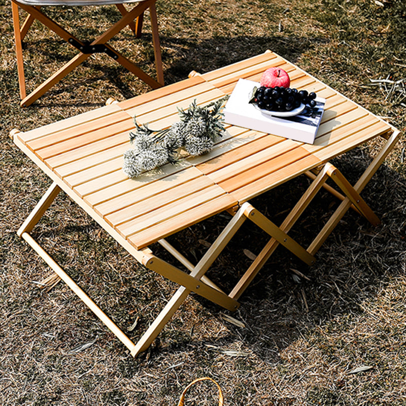 Modern Rectangle Foldable Camping Table Solid Wood Outdoor Table