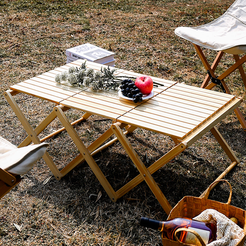 Modern Rectangle Foldable Camping Table Solid Wood Outdoor Table