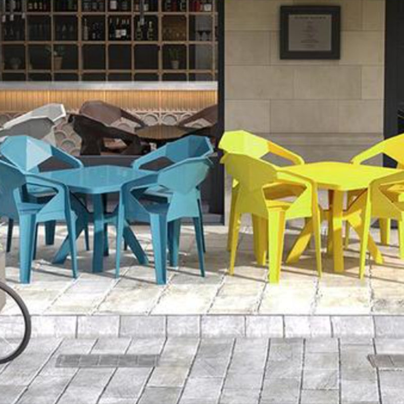 Modern Waterproof Square Courtyard Table Plastic Base Outdoor Table