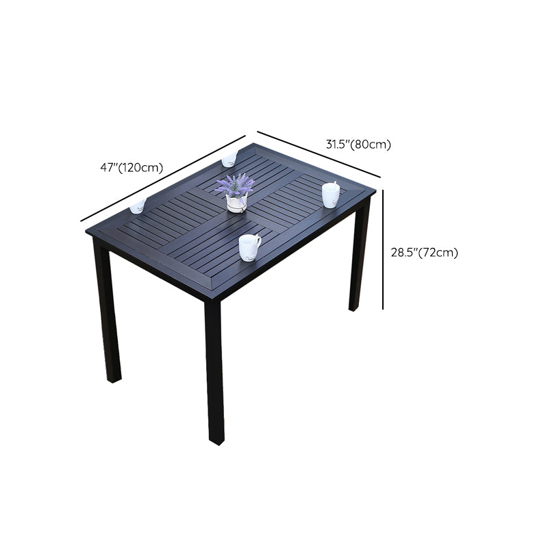 Outdoor Industrial Patio Table Metal Frame Dining Table in Black