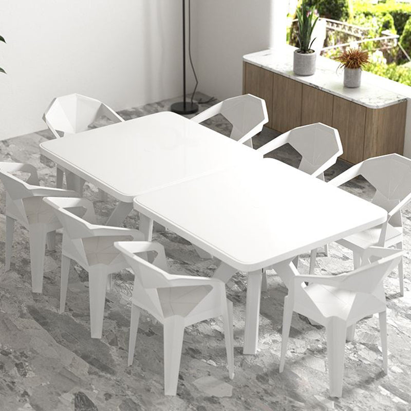 Modern Plastic Dining Table Outdoor Water Resistant Patio Table with Umbrella Hole