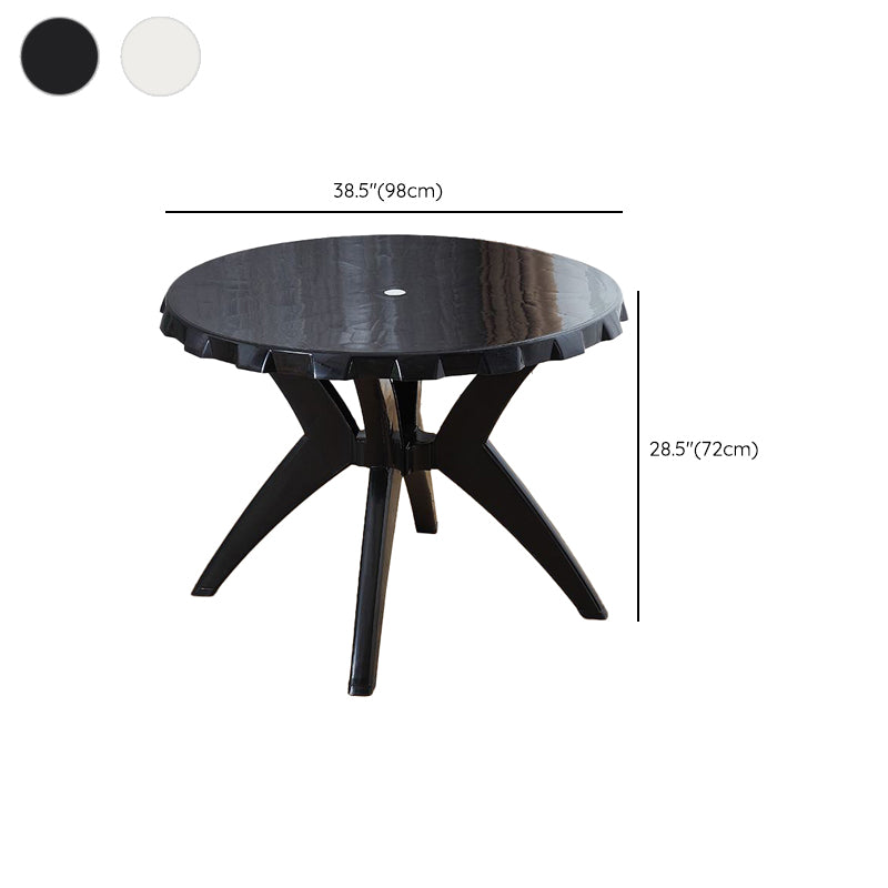 Modern Plastic Dining Table Outdoor Water Resistant Patio Table with Umbrella Hole