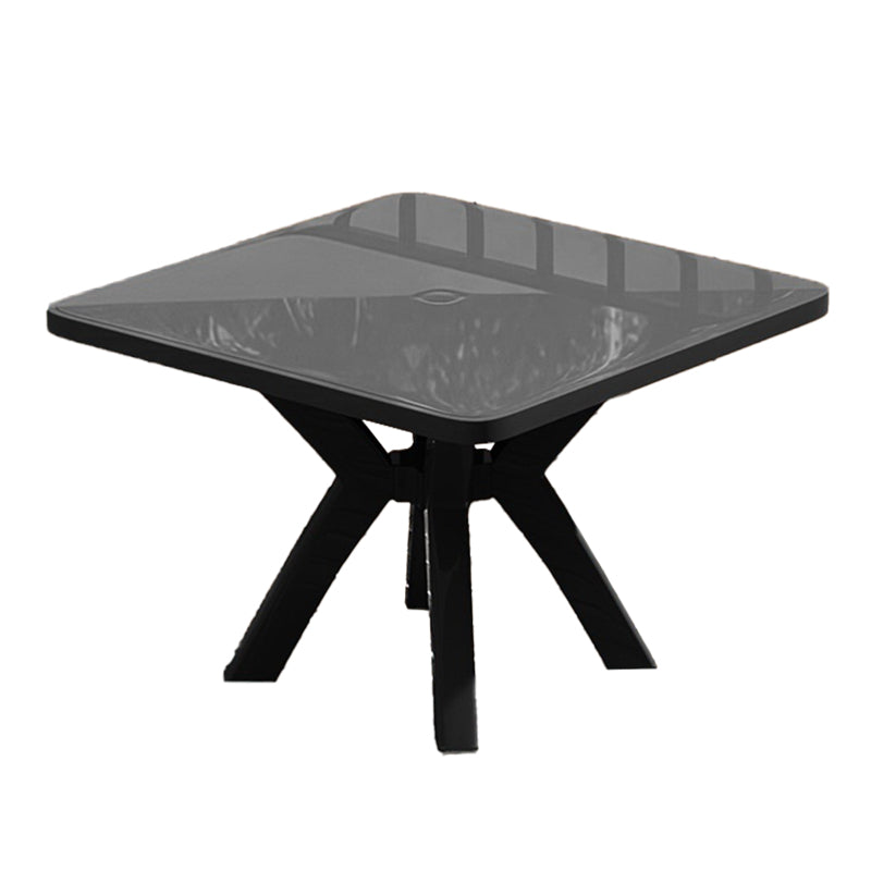 Modern Plastic Dining Table Outdoor UV Resistant Patio Table with Umbrella Hole