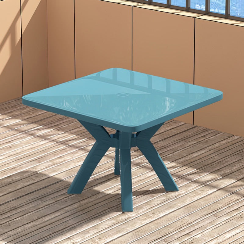 Modern Plastic Dining Table Outdoor UV Resistant Patio Table with Umbrella Hole