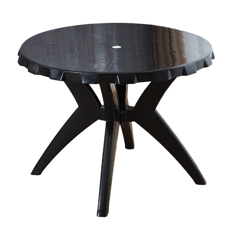 Modern Plastic Dining Table Outdoor UV Resistant Patio Table with Umbrella Hole