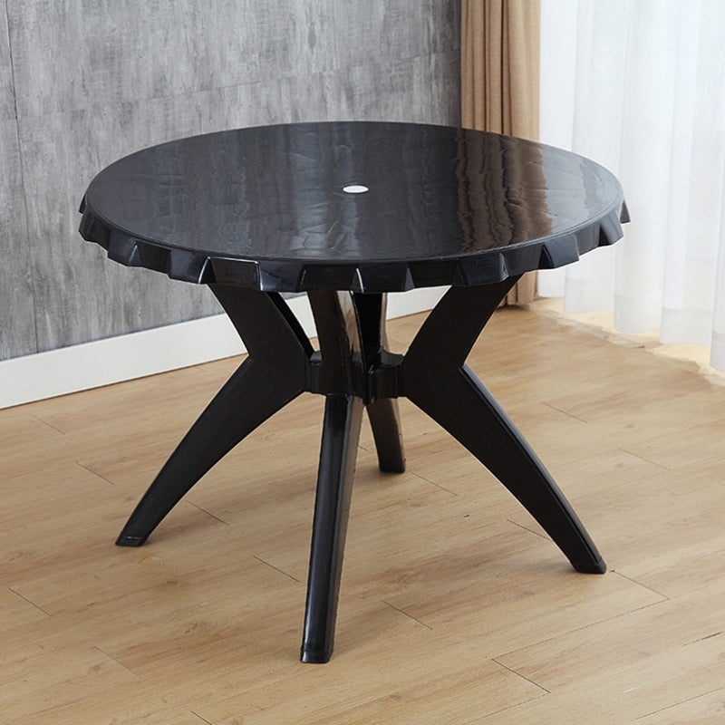 Modern Plastic Dining Table Outdoor UV Resistant Patio Table with Umbrella Hole
