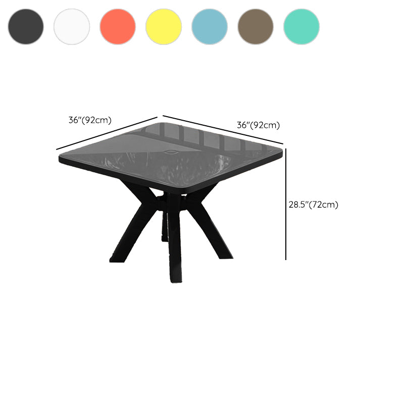 Modern Plastic Dining Table Outdoor UV Resistant Patio Table with Umbrella Hole