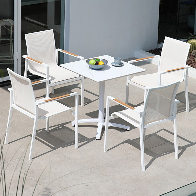 Modern Outdoor Patio Table UV Resistant Dining Table with Metal Frame