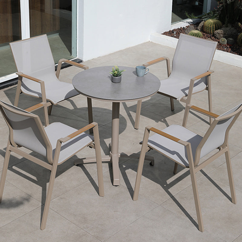 Modern Outdoor Patio Table UV Resistant Dining Table with Metal Frame