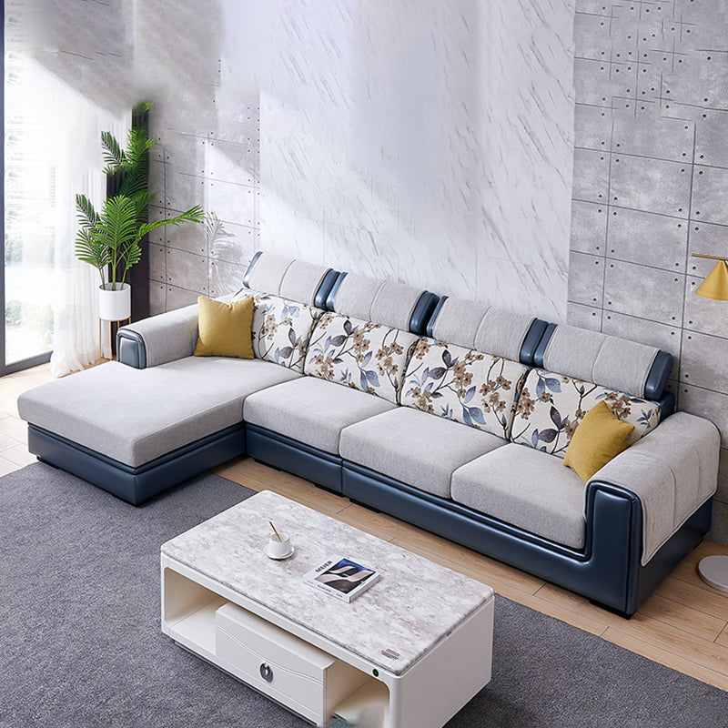 Modern Gray Cushions Sofa & Chaise 5-Seater 139.37" L Square Arm Sectional Sofa