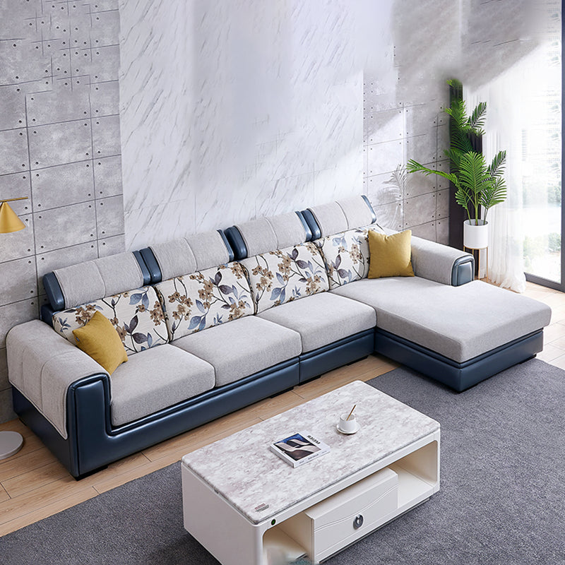 Modern Gray Cushions Sofa & Chaise 5-Seater 139.37" L Square Arm Sectional Sofa