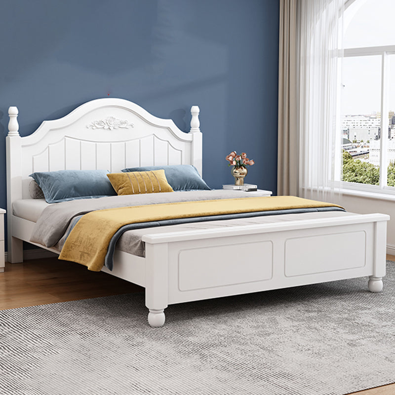 Solid Wood Standard Bed Contemporary White Bed with Panel Headboard