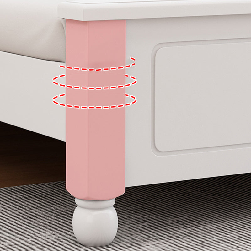 Solid Wood Standard Bed Contemporary White Bed with Panel Headboard