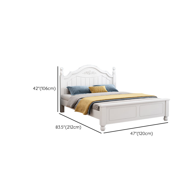 Solid Wood Standard Bed Contemporary White Bed with Panel Headboard