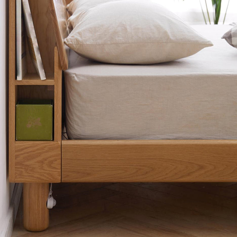 Solid Wood Standard Bed Contemporary Bed with Rectangular Headboard