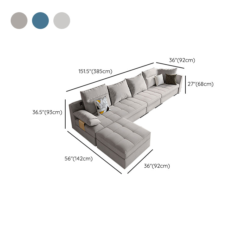 Contemporary Pillow Top Arm Sectional Couch Velvet Sectional sofa